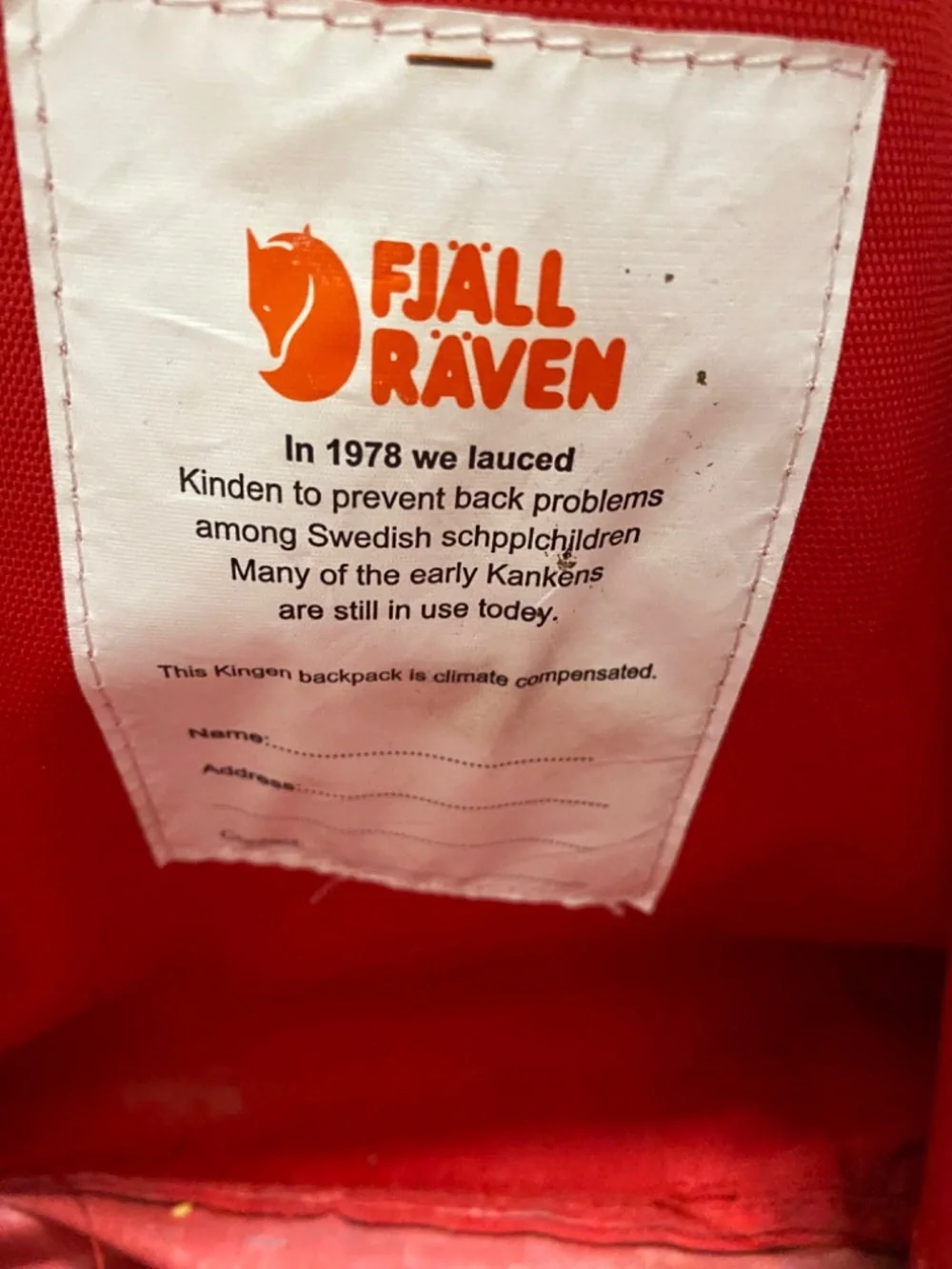Fjallraven Kanken Red Backpack Bag
